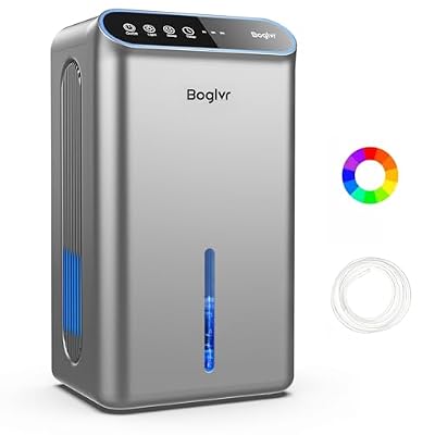Dehumidifier for Home up to 1000 sq.ft, 98oz Small Quiet Dehumidifier with Drain Hose, 3 Timer Modes, Auto Shut Off, Aromatherapy & 7 Color Light for Bedroom, Bathroom, Basement (Space Gray)