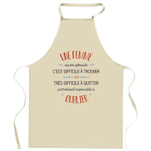 Planetee Tablier de cuisine Une Femme Aussi Géniale | Cadeau Original Humour pour Cuisinière Vêtement Blouse de protection Barbecue Jardinage Tablier de Travail Tâches ménagères