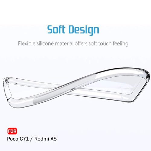 Image of TheGiftKart Back Cover Soft Case for Poco C71 / Redmi A5 | Best Camera Protection | Inbuilt Dust Plugs & Anti-Slip Grip | Ultra Clear Slim Back Cover for Poco C71 / Redmi A5 (Silicone, Transparent)