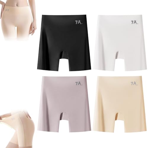 Choosemuc Ice Silk Panties 7A, Women's High-Waist Butt-Lifting Underwear Invisible Seamless Tummy Control 3-in-1 Panty Shorts