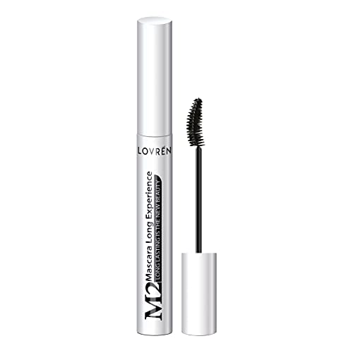 Lovren Mascara M2 Long Experience, Alargador de larga duración sin níquel y parabenos, dermatológicamente testado, resistente al agua fácil de quitar, negro, 10 milímetros