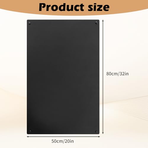 Tablica magnetyczna, czarna, 80 x 50 cm – magnetyczna tablica do przypinania, do kuchni, biura i pokoju dziecięcego – tablica memo na zdjęcia, notatki i magnesy (bez pustej czcionki)