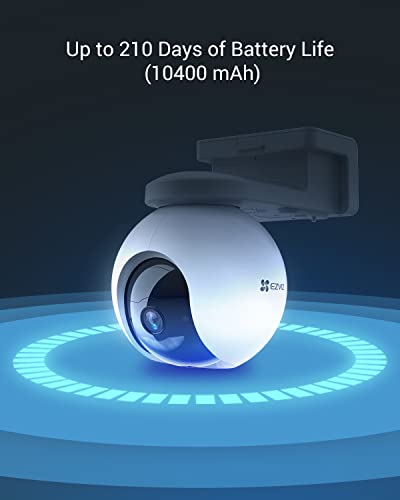EZVIZ 2K Battery Camera Wireless Outdoor, No Subscription, Solar Panel Compatible, Auto Tracking, Human Detection, 360° Pan Tilt, Color Night Vision, Two Way Audio, Alarm, Alexa Google Control(CB8)