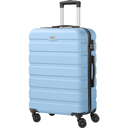 Anyzip Luggage Pc Abs Hardside Lightweight Suitcase With 4 Universal Wheels Tsa Lock Checked-Medium 24 Inch Light Blue #TOP4