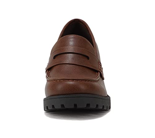 Image of Soda inchKinder inch ~ Women Slip On Chunky Mid Heel Lug Sole Penny Loafer Shoe