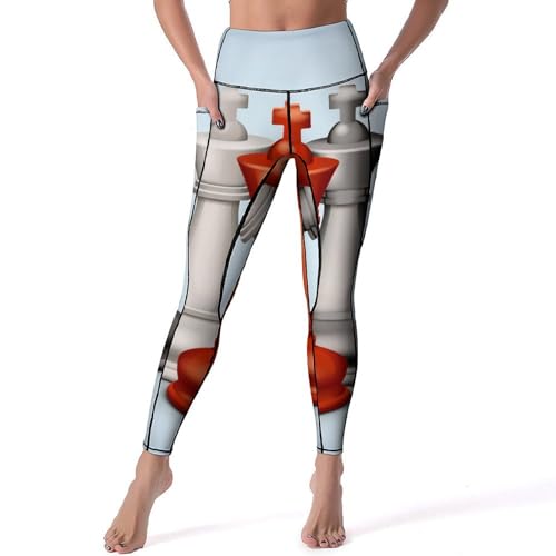 Leggings pour fitness et gym à motif échecs blancs et rouges pour le yoga running