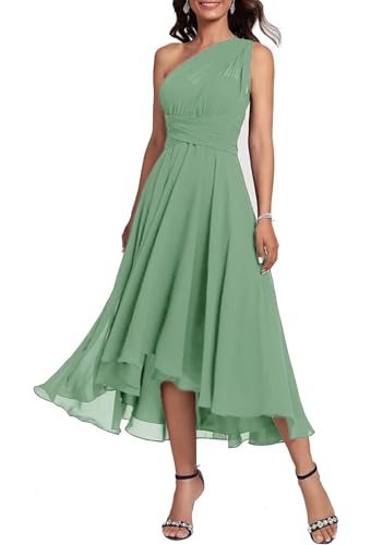 Image of Convertible Mother of The Bride Dresses Chiffon Tea Length Infinity Formal Wedding Guest Dress