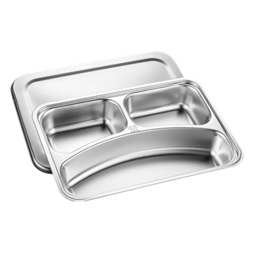 HOLIDYOYO 304 Stainless Steel Divided Plate Large Size Food Dish Multi-use for Family Meals and Picnics