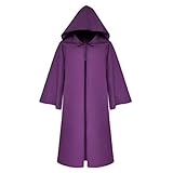 Lazzboy Kinder Jungen Mädchen Solide Cape Cosplay Halloween Party Mit Kapuze Mantel Outfits Prinzessinnen Umhang Prinzessin Kostüm Umhang Zauberer(Lila,M（6-7 Years）)
