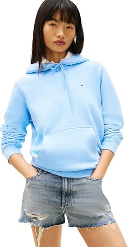 Tommy Jeans Sweat à Capuche Tjw Reg S Flag Dw0Dw19958 pour Femme, Bleu (Bleu poudré Clair), XL