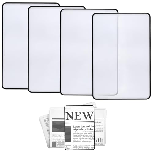 4Pcs Page Magnifying Sheet 3X Lightweight Flat Optical Plastic Fresnel Lens Page Magnifier for...