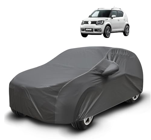 Image of Auto Hub Waterproof Car Cover Compatible with Maruti Ignis with Mirror Pockets, Soft Cotton Lining, Ignis Car Cover Waterproof, Grey
