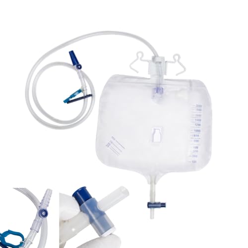 1 PC 2000ML Urine Drainage Bag, Urinary Drainage Bag with Anti-Reflux Chamber, Urine Collection Bag Drain Bag, 48" Drainage Tubing