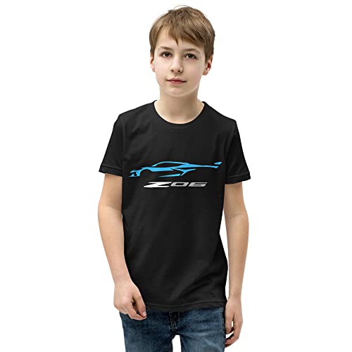 2023 Sports Car Z06 C8 Vette Rapid Blue Silhouette Youth Short Sleeve T-Shirt