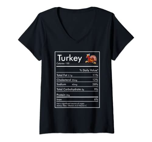 Mujer Disfraz divertido de Navidad de Acción de Gracias de Turquía Camiseta Cuello V Cover