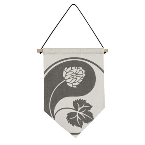 Drapeau en toile yin-yang fleur décoration murale zen pour salon et coin méditation