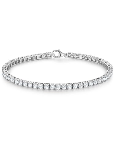 Trilani Damen Tennisarmband aus 925/- Sterling Silber rhodiniert mit Zirkonia weiß Silberarmband