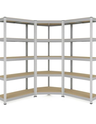 JARDIN202 - Estantería Modular de acero y madera | Estantería Decorativa industrial para hogar, despacho o negocio | Pack Almacenaje (Plata)
