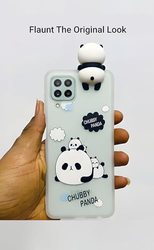 Image of CaseBuddy Chubby Panda Phone Case for Samsung A22, Frosted Translucent Case with 3D Panda Design, Matte White