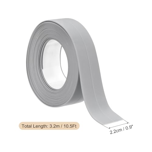 Image of Uxcell 2 Rolls Caulk Strip, 0.9 inch x 10.5Ft PVC Waterproof Self-Adhesive Sealing Tape for Kitchen Bathroom Toilet Sink Floor Corner Edge With Sealing Tool, Gray
