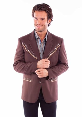 Scully Men's Diamond Embroidered Sportcoat - P-915-CHOC 40 REG US Chocolate