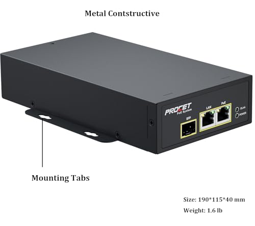 Inyector PoE Gestionado PROCET 60W con Puerto SFP, Programador PoE, Temperatura de Trabajo -40°F a 149°F, Protección contra Sobretensiones 6KV miniatura 4