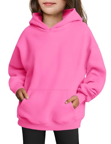 Arshiner Girls Oversized Hoodies Fleece Pullover Sweatshirts Sweatshirts Kids Pink Fashion Outfits Fall Winter Clothes Size 12-14