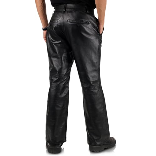 Men's Genuine Lambskin Leather Pants (Black, Leather Jeans) - 25040022