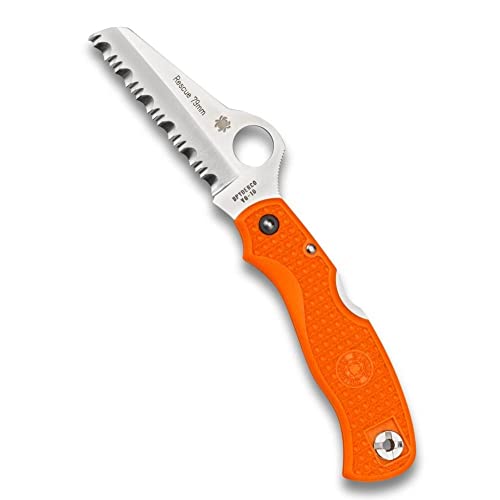 Spyderco Rescue 79mm Folding Pocket Knife with 3.09" VG-10 Steel Blade and Orange FRN Handle - SpyderEdge - C45SOR