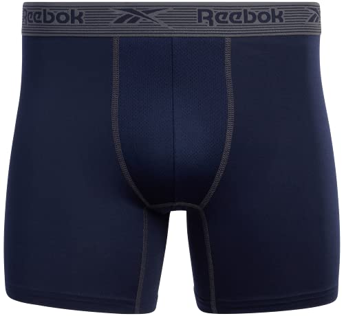Reebok Men's Active Underwear - Performance Boxer Briefs (4 Pack), Size X-Large, Charcoal MelangeMaritime BlueBlackened PearlMaritime Blue4