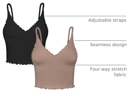 Image of Sunzel Tank Top for Women, V Neck Seamless Ribbed Crop Camisole with Ruffles