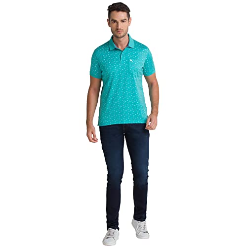 Image of Parx Men's Pure Cotton Print Pattern Regular Fit Polo Collar Polo Neck Half Sleeve Casual T-Shirt