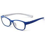 Mind Bridge Kids Blue Light Blocking Computer Video Gaming Glasses - Anti Eyestrain | Durable Cute Protection Eyewear for Children Boys & Girls Digital Screen Time & Technology Use | 558 Blue