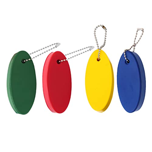 Toddmomy 4pcs Blue Floating Pu Keychain Oval Shape Floating Keyring Key Float for Boating Sports Activities Random Color