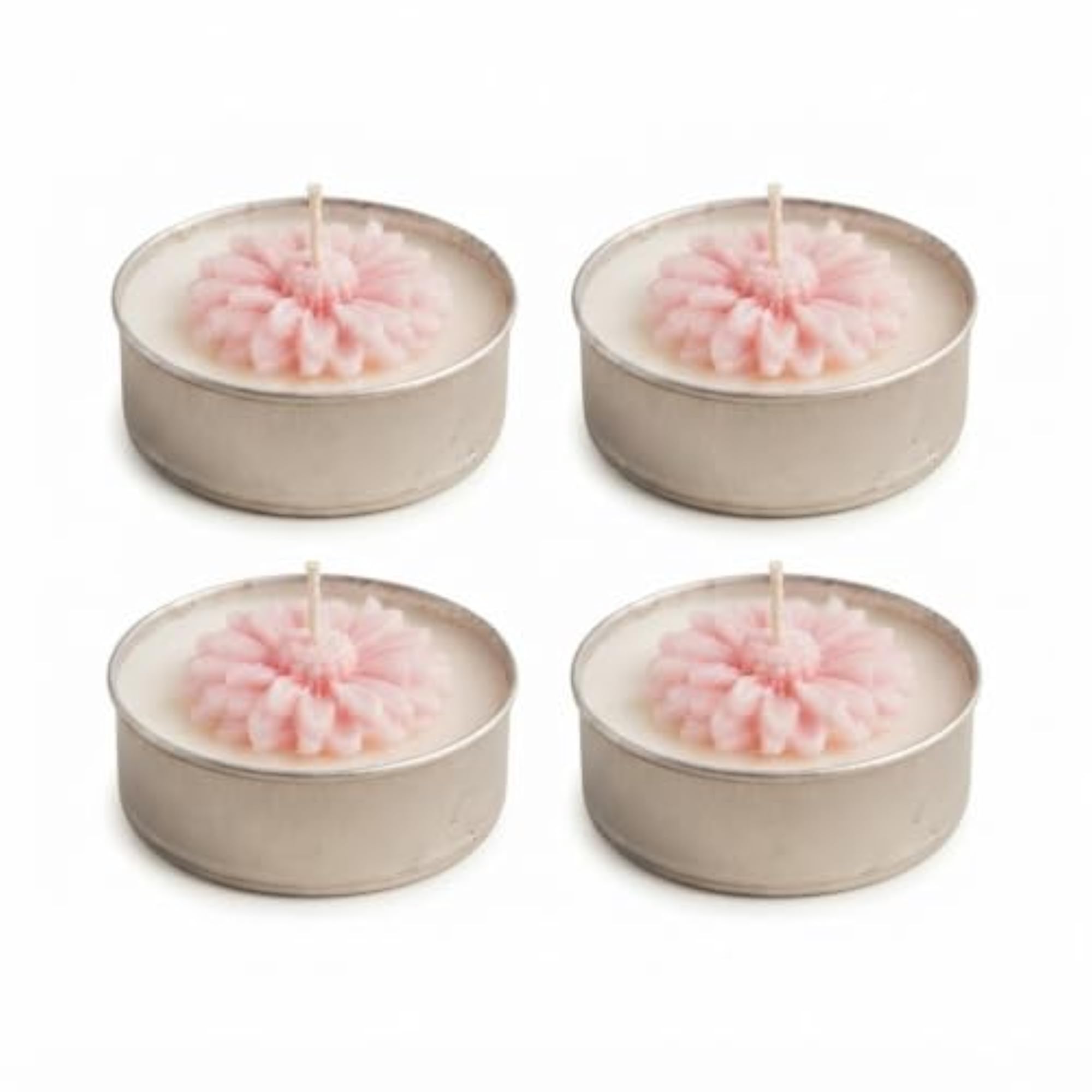 Pink & White Flower SOYA Wax Tea Light Candle