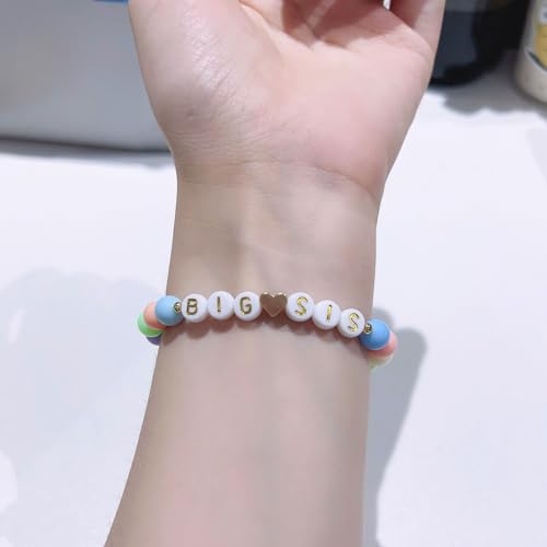 Image of Fuqimanman2020 Big Sister Bracelet Colorful Little Sister Bracelet Letter Beads Bracelet for Sister Jewelry Gift