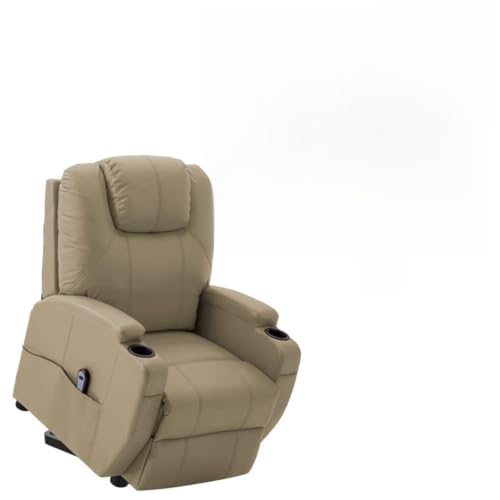 Tonture Fauteuil releveur en cuir synthétique marron cappuccino, aide au levage électrique, fonction couchée manuelle, rembourrage confortable, 75 x 88 x...