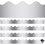 Avenuebool 24 Pcs Silver Magnetic Borders for Classroom Whiteboard Shine Scalloped Chalkboard Bulletin Board Borders Trim Magnetic Classroom Strips Decorations for School Office