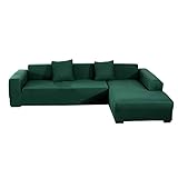 Funda de sofá en forma de L con tela elástica y cómoda funda de sofá de esquina para chaise longue (pequeña verde oscuro)