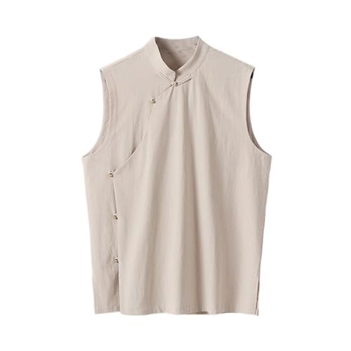 Chaleco de algodon para hombre con cuello alto casual sin mangas