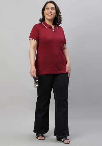 Image of Wear Your Opinion Women's Plus Size Tipped Collar Neck Polo Tshirt