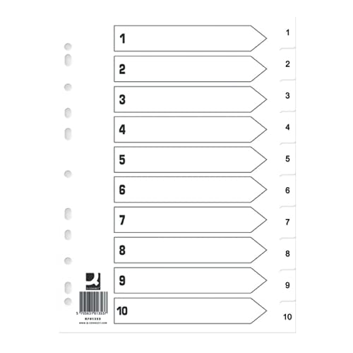 Q Connect Index 1-10 Polypropylene White (Pack of 25) KF01353Q