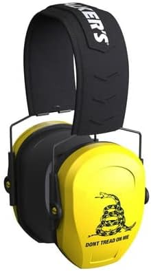 Walker's Razor Slim Passive Safety Ear Muffs (Yellow, Don't Tread On Me) Bundle with Shooting Glasses (2 Items)