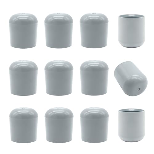 Sissatthai 12Pcs Metal Folding Chair Leg Caps 7/8 Inch(Grey) Plastic Chair Leg Covers Folding Feet End Caps Heavy Duty Floor Foot Protectors Glides for Furniture Hardwood Desk