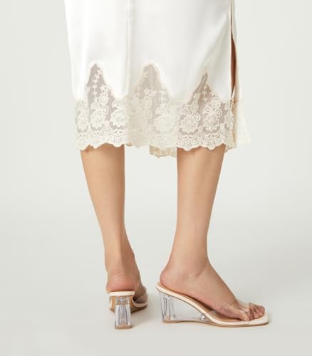 Arromic Women's Clear Wedge Heels Sandals Square Toe Slip On Heeled Sexy Transparent Low Summer Dress Evening Party Wedding Prom Slides Mules Slippers Shoes3