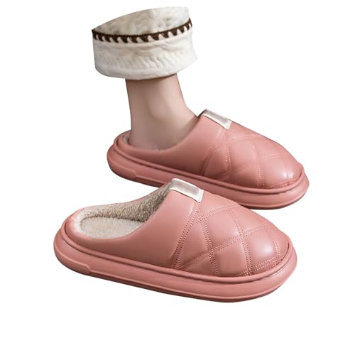 Women's Winter Fleece Lined Slip On Slippers Indoor Outdoor Thick Sole Warm Comfortable Shoes