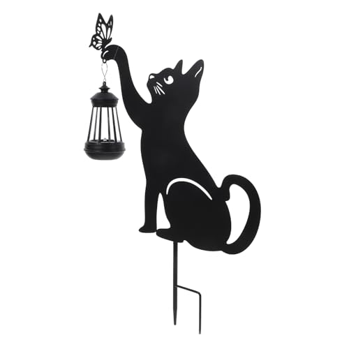 Piquet jardin étanche avec lampe solaire chat et éclairage LED extérieur
