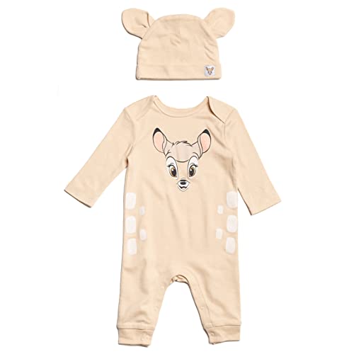 Image of Disney Winnie The Pooh 101 Dalmatians Lion King Mickey Mouse Minnie Mouse Baby Snap Coverall and Hat Newborn to Infant