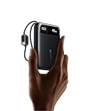 Baseus 20000mAh Compact Portable Charger 45W, CCC Certified Power Bank Built-in USB-C Cables, Travel Essential PD Fast Charging Battery Pack for iPhone 17/16 Series Galaxy S25/S24 Ultra Google iPad