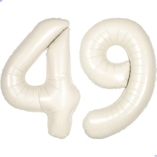 Cream White Number 49 94 Balloon for First Birthday Decorations,40 inch Huge Beige 49th 94th Birthday Balloons Foil 49 Balloon Birthday Party Decor, Anniversary, Party Favors, Supplies